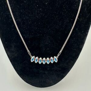 Swarovski Silver Necklace with Blue Marquise Accents